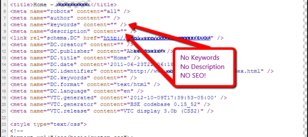 No Keywords, No Description, No SEO